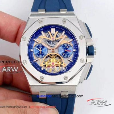 Perfect Replica Audemars Piguet Royal Oak Tourbillon 44 MM Watches -  Stainless Steel Hollow Face 